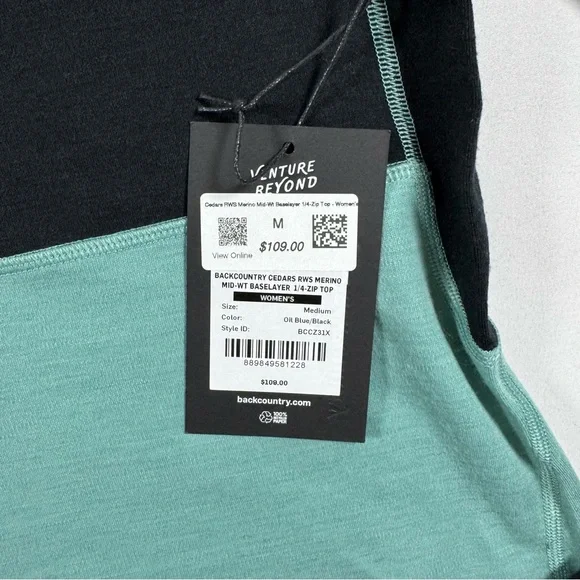 Backcountry Cedars RWS Merino Mid-Wt Baselayer 1/4-Zip Top Medium - Picture 6 of 8